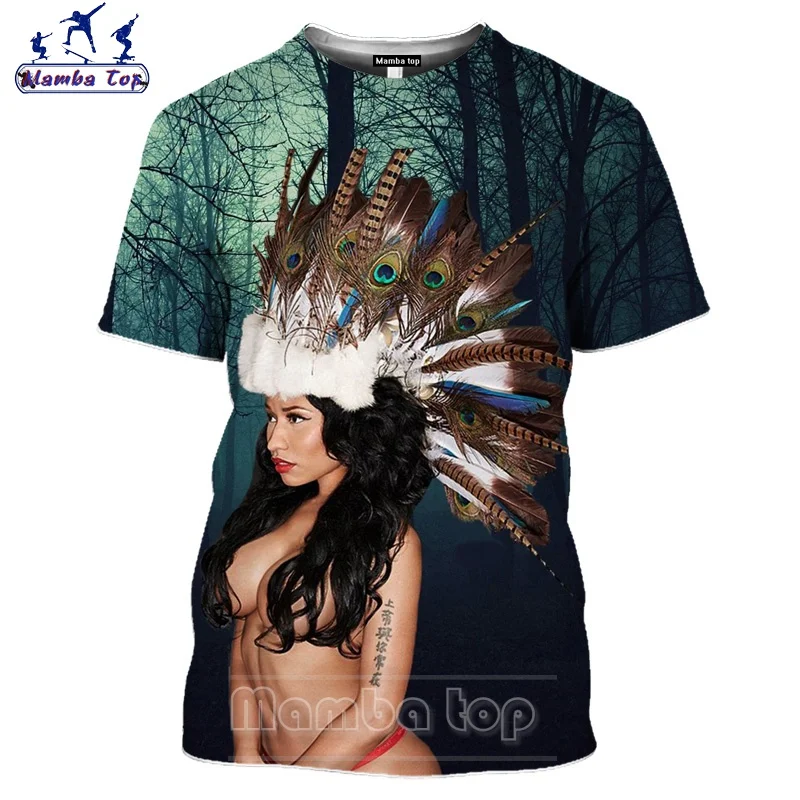 Mamba Top Nicki Minaj T Shirt Men Summer Flaming Lips 3D Print Goddess Singer Concert Bikini Exposed Model Cosplay Women Tshirt | Мужская