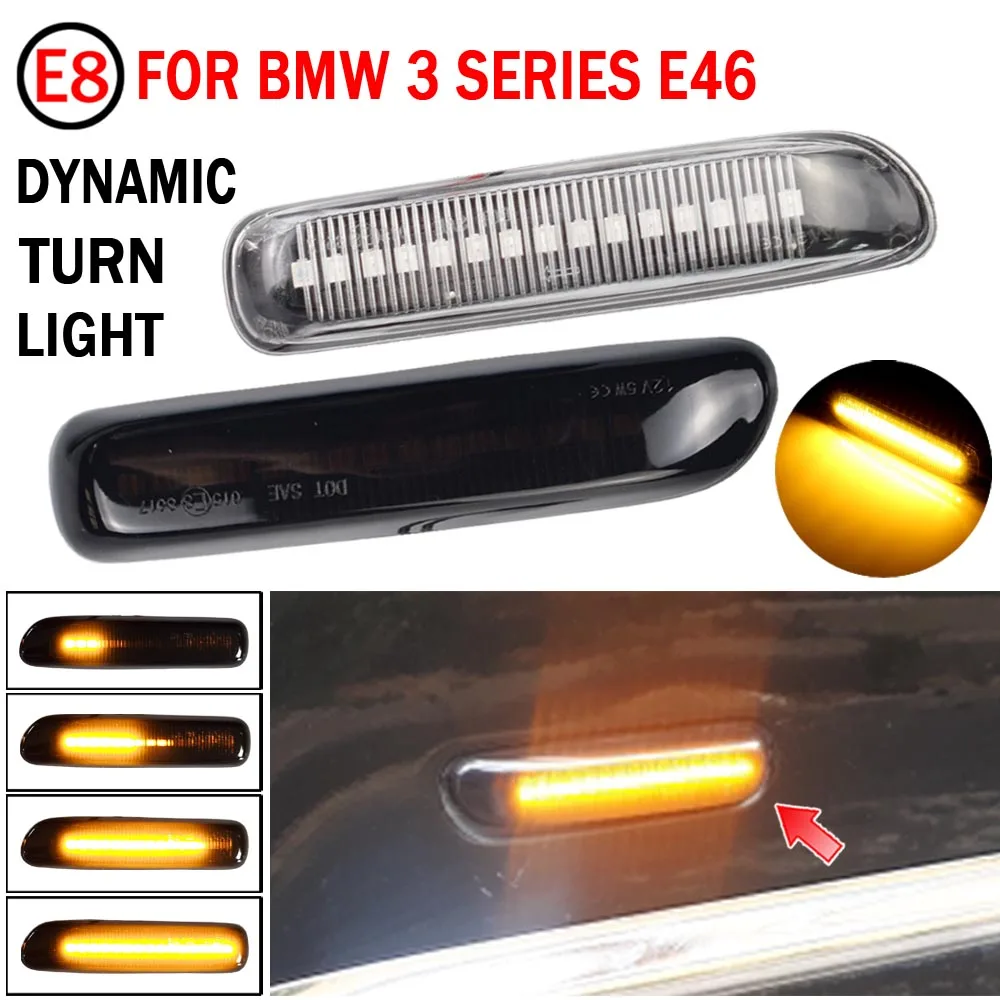 

2pcs Led Dynamic Side Marker Turn Signal Light Sequential Blinker Light For BMW E46 Coupe Compact Cabriolet Touring Saloon Limo