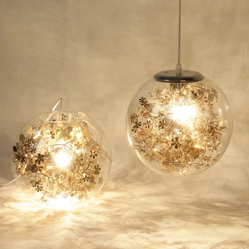 Modern Minimalist Led Nordic Glass Ball Pendant Lights Home Living Room Decoration Lamp Restaurant Bedroom Hanging Light Fixture