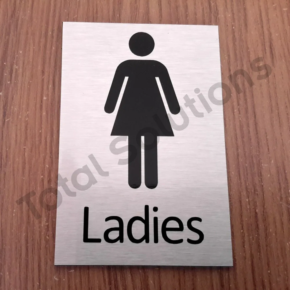 Brushed Aluminium Effect Toilet Symbol Signs with text - Ladies / Gents etc | Обустройство дома