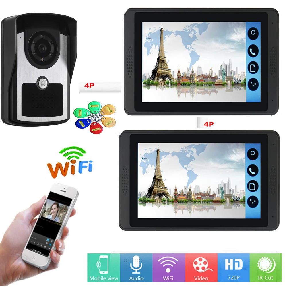 Видеодомофон SmartYIBA с дистанционной разблокировкой через приложение 7 дюймов Wi Fi