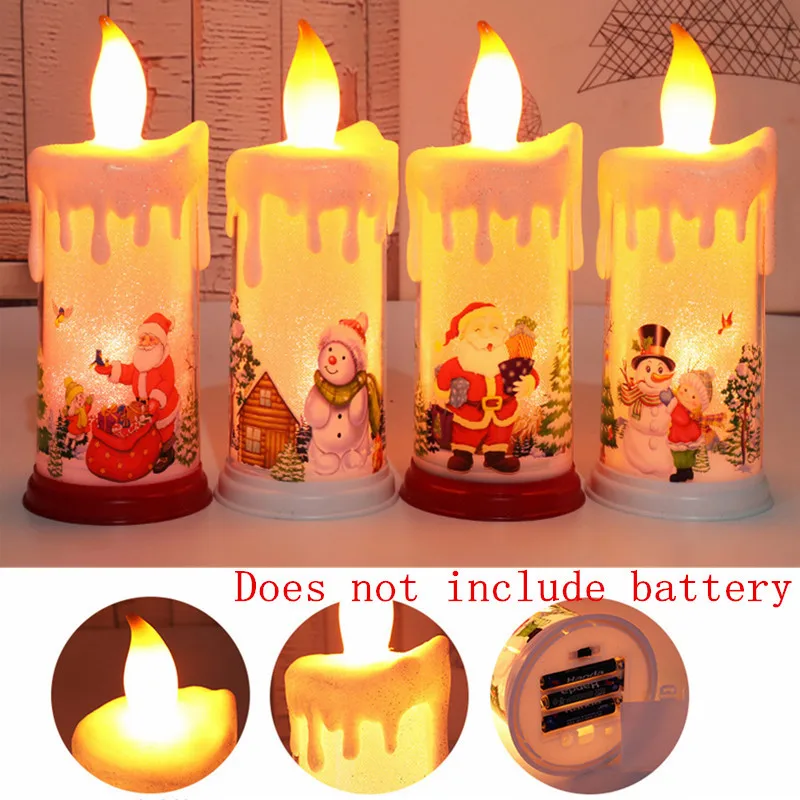 

New Year 2022 Christma Table Decoration Santa Claus Xmas Logo Candle Lamp Merry Christmas Decoration for Home 2021 Navidad Light