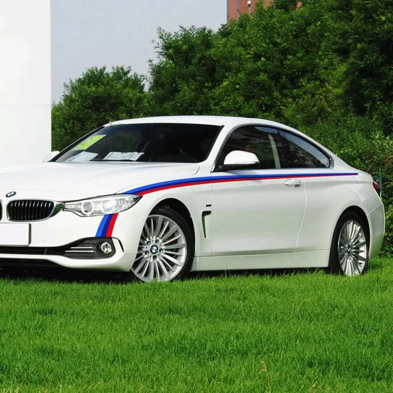 Для BMW 1/2/3/4/5 serie E90 F10 F20 F30 F45 F33 M3 m4 триколор спортивные полосы автомобиля линии
