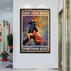 Художественный настенный ретро-постер с изображением танцовщицы тыквы, пары, потерянные ума, найдите свою душу, для Хэллоуина, дома, гостиной, Декор, холст, подарок