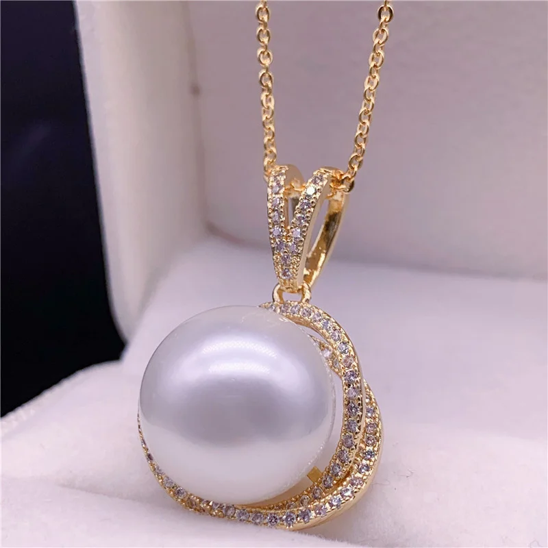 

Classic Pearl Pendant Necklace For Women Jewelry Popular 925 Sterling Silver Chain Necklace Female Choker Accessories Present
