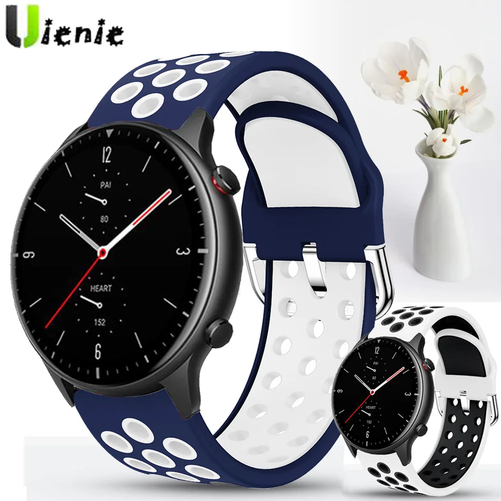 

Ремешок для Huami Amazfit GTR 2 /GTR 47 мм Stratos 3 2, силиконовый спортивный сменный Браслет для смарт-часов, 22 мм