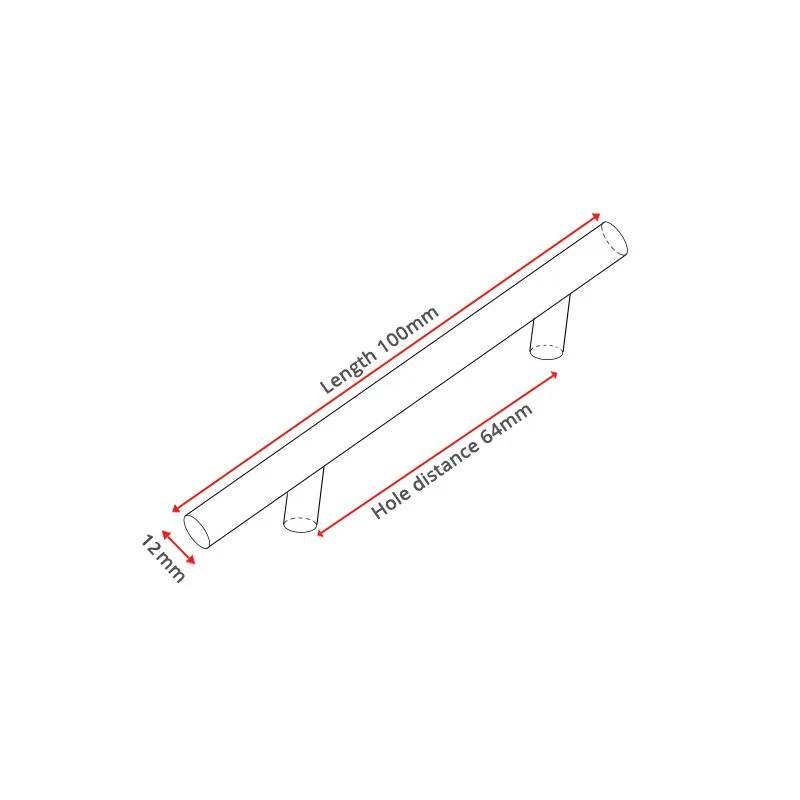 4 inch 64mm "~ 24" ручки из нержавеющей стали диаметр 12 мм дверца кухонного шкафа Т-образная прямая ручка ручки для мебели - Цвет: 4 inch 64mm