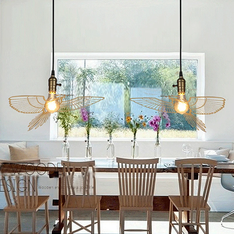 Креативная Люстра для птиц скандинавский ресторан люстра бара спальни Золотая