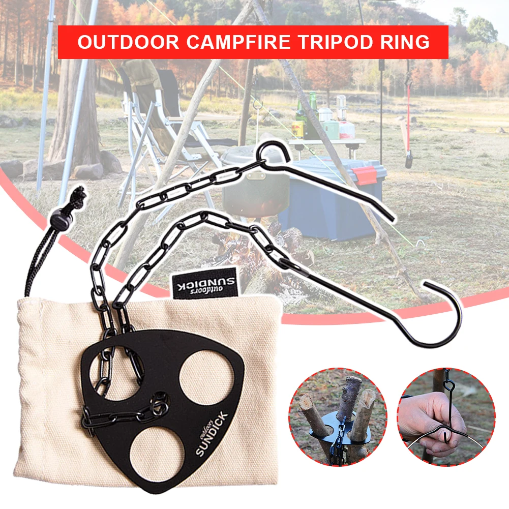 

Camping Tripod Board Stainless Steel Campfire Grill Pot Holder with Adjustable Chain for Cookware Outdoor Camping Accessories