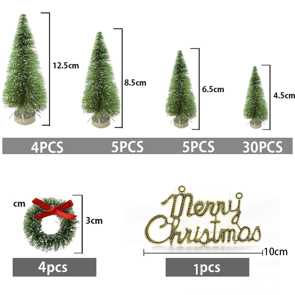 49Pcs/set Mini Christmas Sisal Trees Sign Table Decorations DIY Room Decor Ornaments Home | Дом и сад