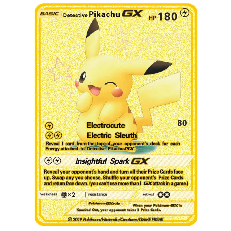 Pokemon New Gold Card Pikachu Gx EX Battle Game Shiny Metal Card Model Kids Play Against Toys Tag Team Fighting Order Series