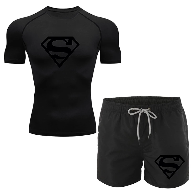 

2021 low price sale compression men's T-shirt fitness running T-shirt short sleeve jogging T-shirt + fitness Shorts Set