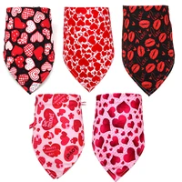 valentines day love triangle scarf pet triangle scarf red heart lip printed dog bandana pet supplies spring pet saliva towel
