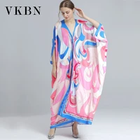 vkbn summer long dresses for women party printing batwing sleeve plus size clothing maxi dresses high quality 2021
