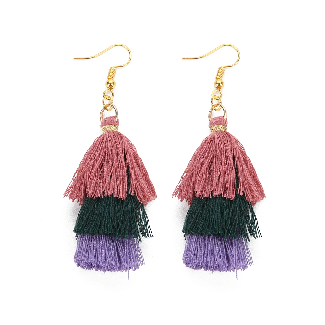 LOULEUR 3 Слоистые богемные Роскошные массивные Серьги-кисточки Boho модные ювелирные изделия женские длинные висячие серьги - Окраска металла: mult pink
