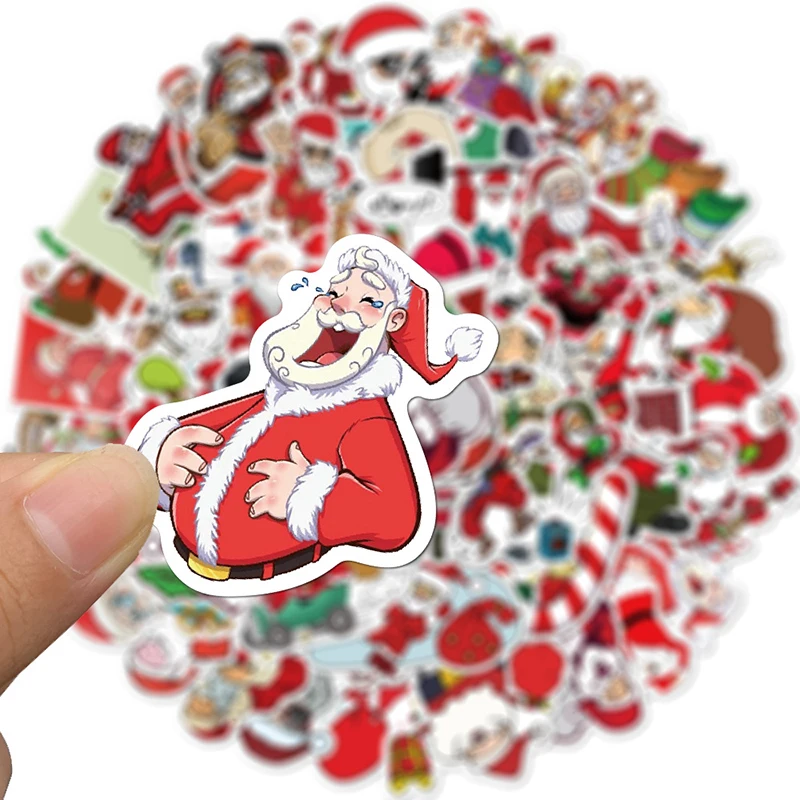 

50pcs Cartoon Xmas Santa Claus Gift Sticker For DIY Skateboard Suitcase Luggage Stickers Decals new