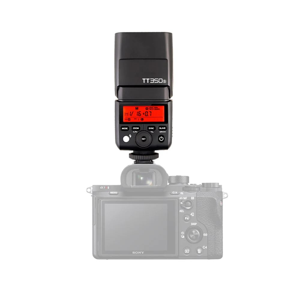 Вспышка для камеры Godox Mini Speedlite TT350S TTL HSS GN36 с задним передатчиком беззеркальной