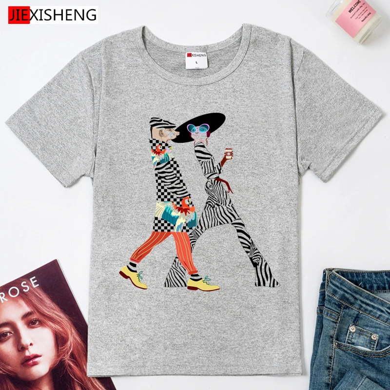 JIEXISHENG модная женская футболка с принтом Летняя Повседневная коротким рукавом 2020