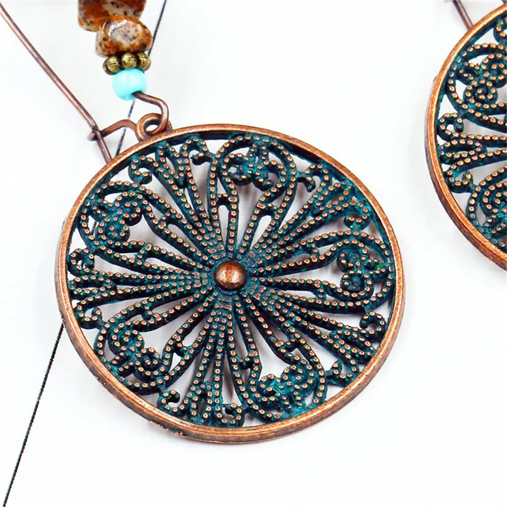 

Loredana Boho Female Large round hollow alloy Luxury Fashion Love Engagement earrings Vintage Wedding earrings For Women