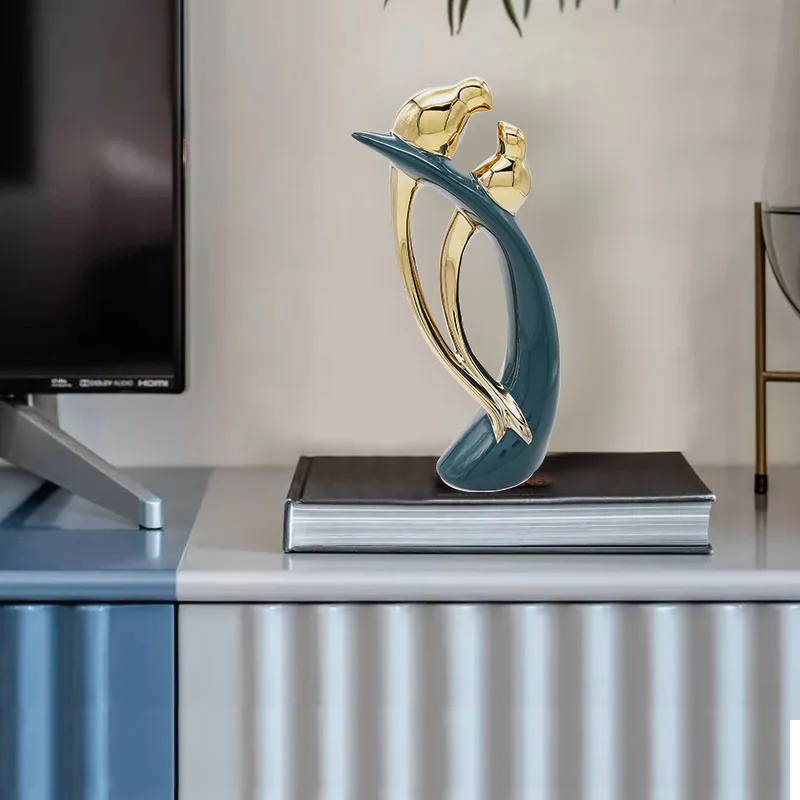 Скандинавские украшения в виде золотого павлина керамическая статуя настольное