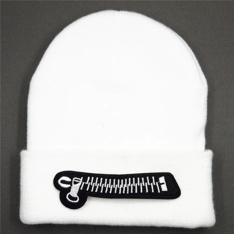 

zipper embroidery Cotton Thicken knitted hat winter warm hat Skullies cap beanie hat for kid men women 139