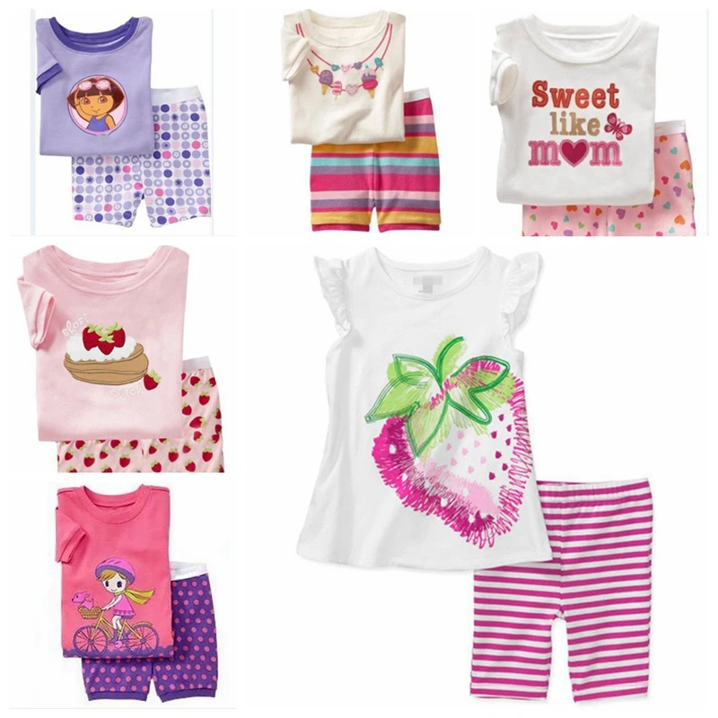 Новинка 2121 детские летние пижамы для маленьких девочек Пижамные комплекты с