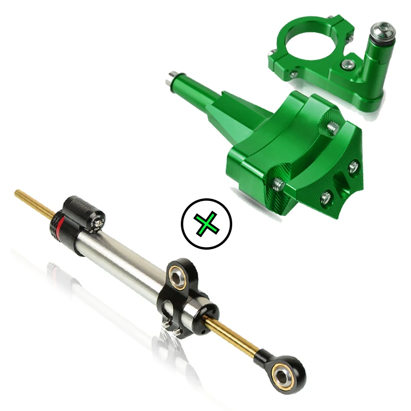 Зеленый Ninja 400 18-19 CNC Алюминиевые Регулируемые мотоциклы рулевая стабилизация демпфер Кронштейн монтажный комплект для Kawasaki ninja 400 - Цвет: Зеленый