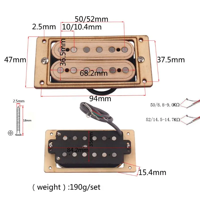 

2pcs/set Maple Wood 6-string Humbucker Pickups for Electric Guitar Replacement Parts Accessory K4UC