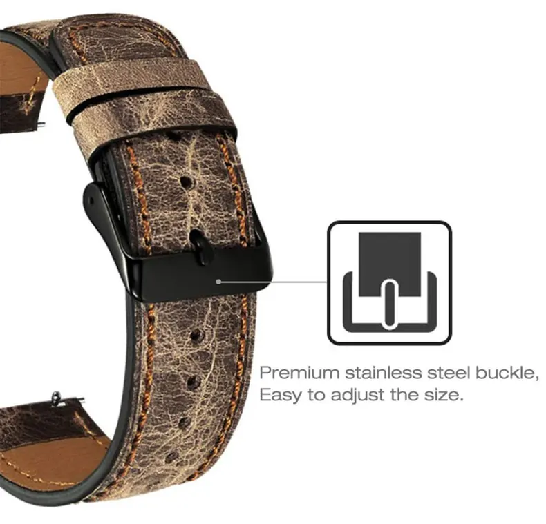 22 мм ремешок из натуральной кожи для samsung gear S3 Frontier Galaxy Watch 46 мм huawei watch gt 2 ремешок Amazfit GTR 47 мм браслет