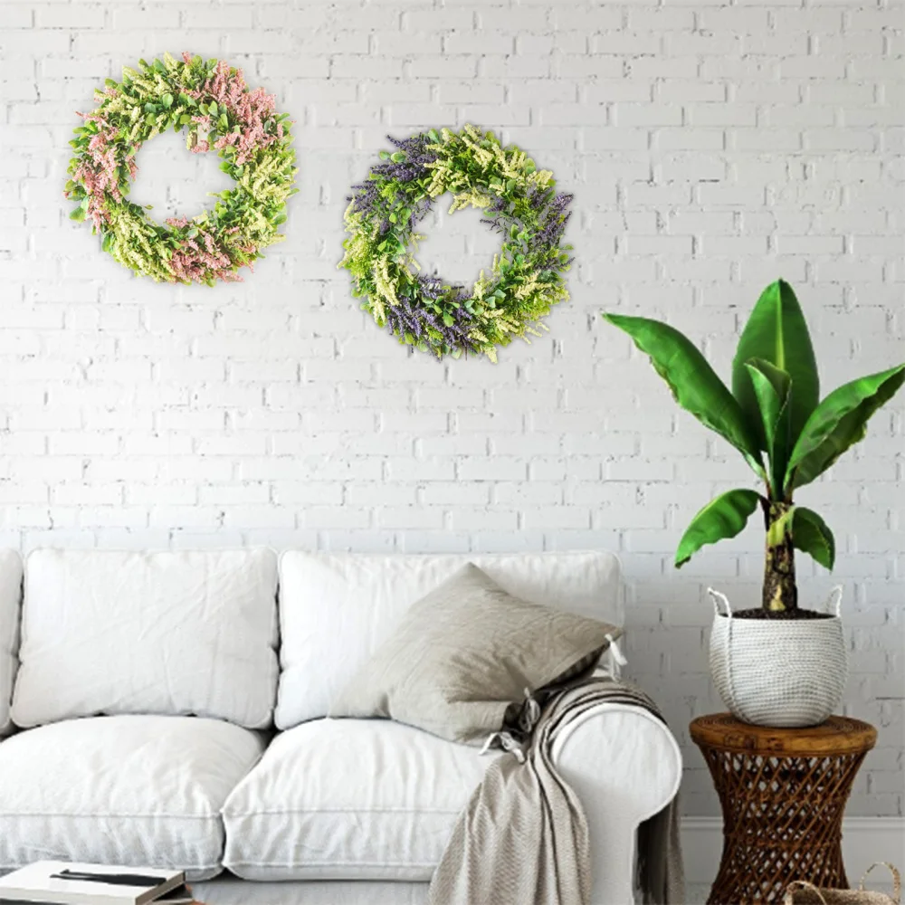 

Wreath Artificial Leaf Plastic Flower Craftsmanship Hangable Door Decoration Durable Natural Party Decor Garland