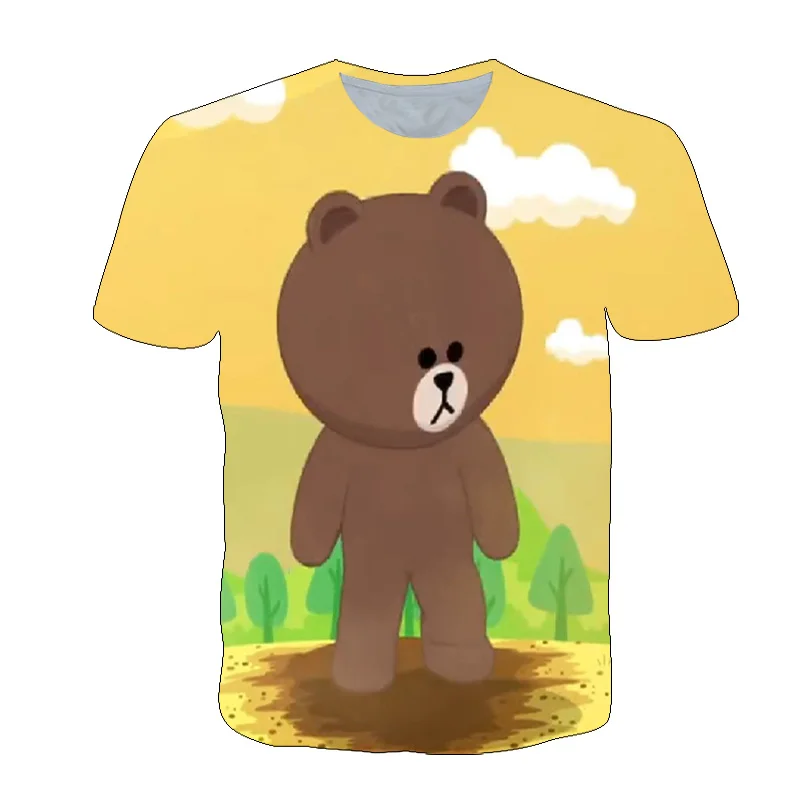 

Summer Family Parent-Child Wear Short-Sleeved T-Shirt Cartoon Grizzly Bear Men's T-Shirt Father Plot Gift Casual O-Neck T-Shirt
