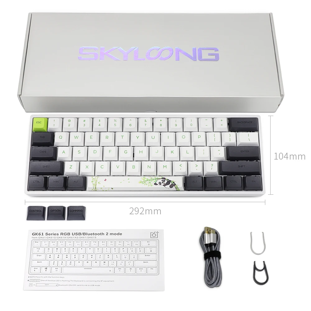 

Механическая клавиатура SKYLOONG SK61 Panda, портативная мини-клавиатура с цветной светодиодной подсветкой для Win/Mac/Desktop, игровая красная клавиатур...