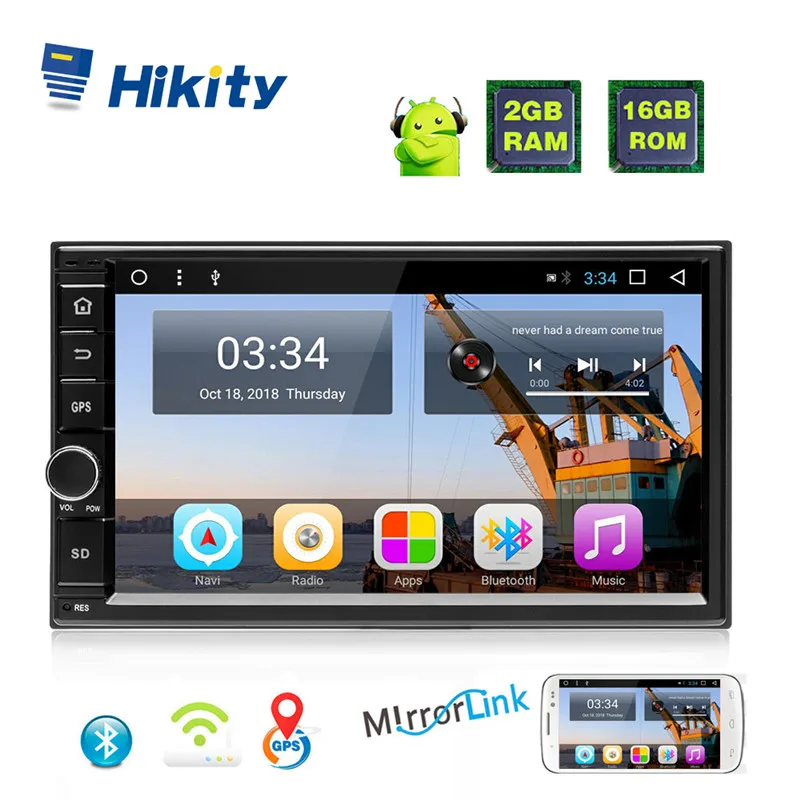 Hikity 2 din автомагнитола Android gps Автомобильный мультимедийный MP5 плеер " сенсорный экран IOS/Android зеркальная связь автомобиля стерео Поддержка камеры