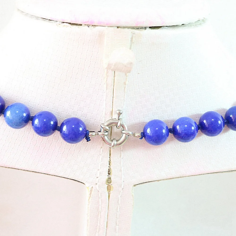 Ожерелье сделай сам с имитацией лазурита голубой халцедон нефрит 6 8 10 12 14 мм