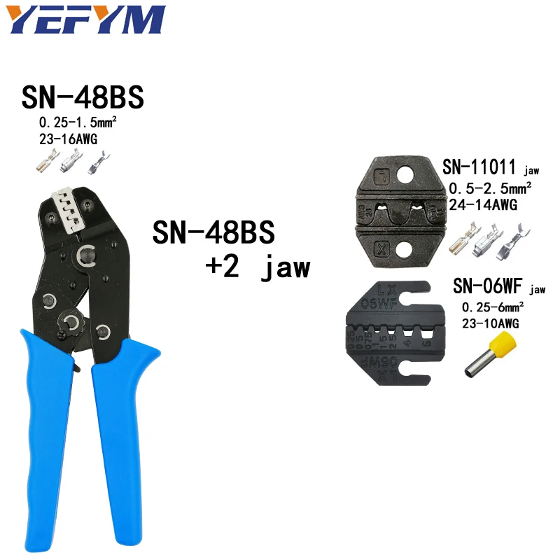 SN-48BS 2 jaw Обжимные клещи комплект SN-48B SN-48BS 8 челюсти комплект для 2,8 4,8 6,3 VH2.54 3,96 2510/трубка/изоляционные клеммы Электрический зажим для рыбалки - Цвет: SN-48BS 2 jaw