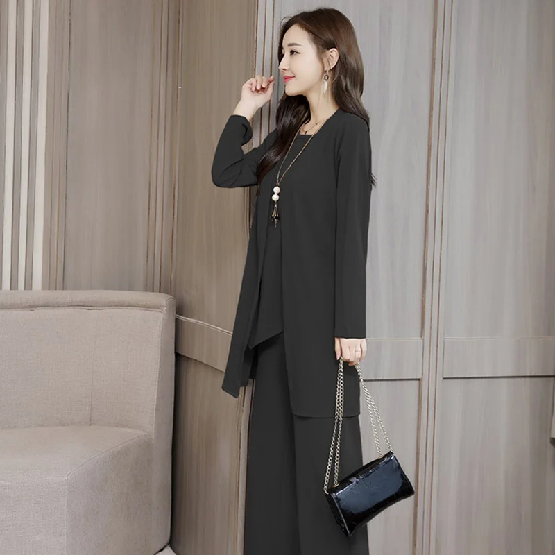Plus Size 3 Piece Set Women Outfit Korean 2019 Autumn New Fashion Women'S Solid Pants Suits Elegant Woman L-5Xl OS235 |