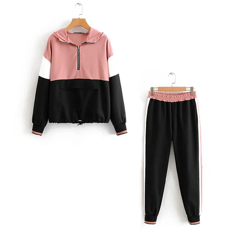 Пуловер комплект женский свитер с капюшоном + длинные штаны модный спортивный в