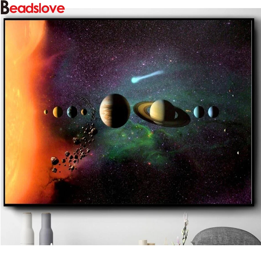 

Солнечная система Алмазная картина полностью квадратная дрель 5d алмазная Вышивка Полный Круглый Мозаичный набор Алмазная земля картина по...