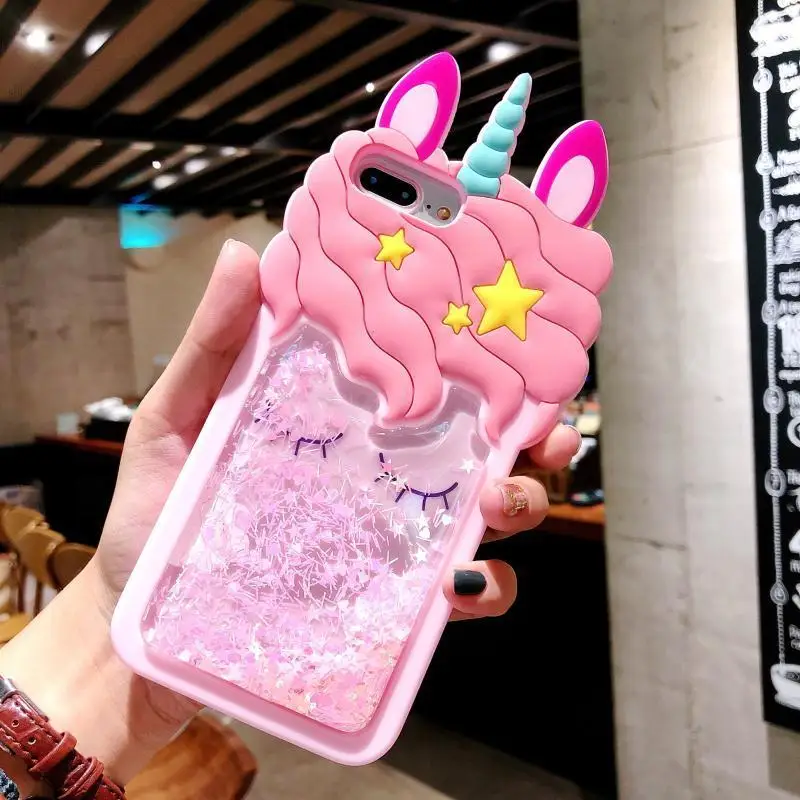 3D с изображением единорогов из жидкого силикона чехол для телефона для samsung Galaxy S9 S8 S10 Note 9 8 J2 prime J5 J7 J8 J4 A6 плюс крышка