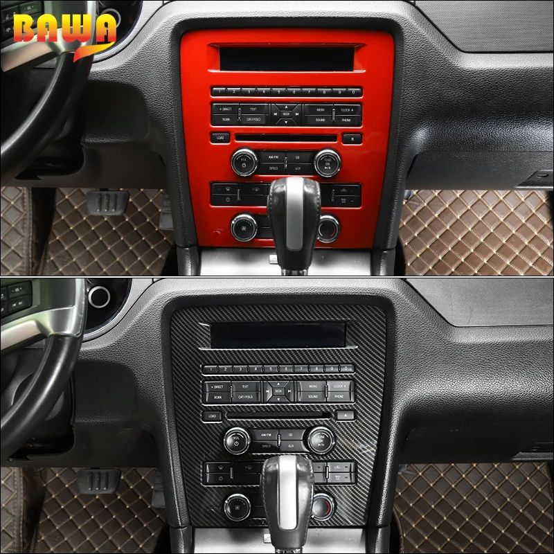 

BAWA Carbon Fiber Car Central Control CD Panel Decoration Cover Trim Stickers for Ford Mustang 2009-2013 Interior Accessories