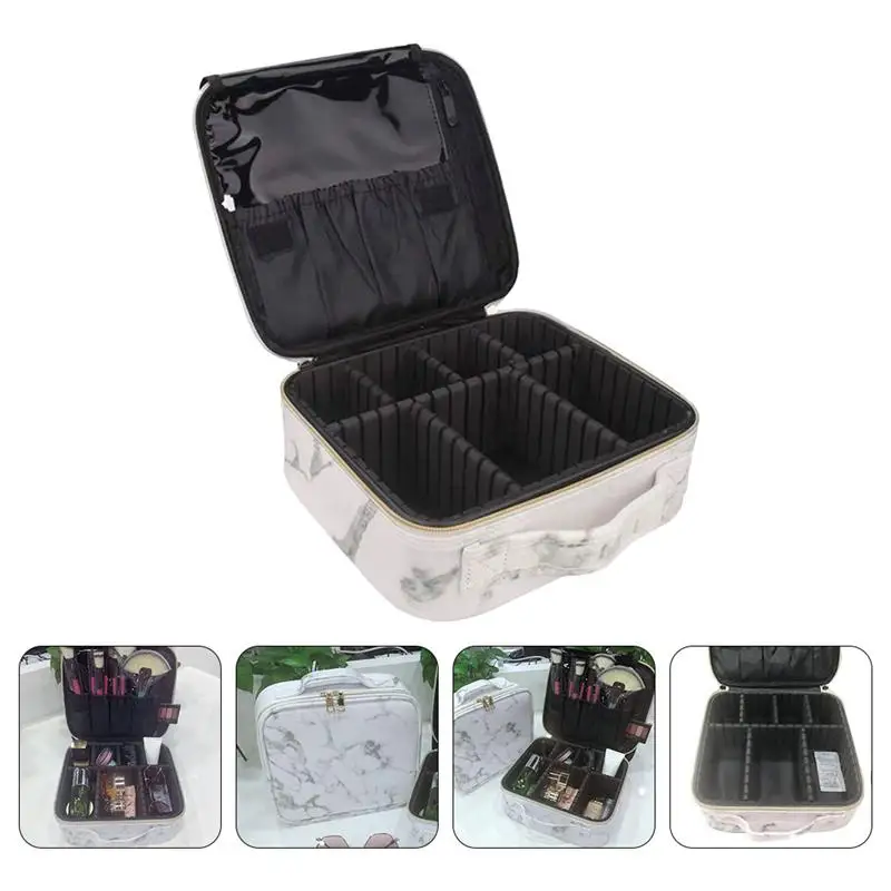 

1Pc Makeup Bag Large Portable Organizer Toiletry Bag Pouch With Adjustable Dividers