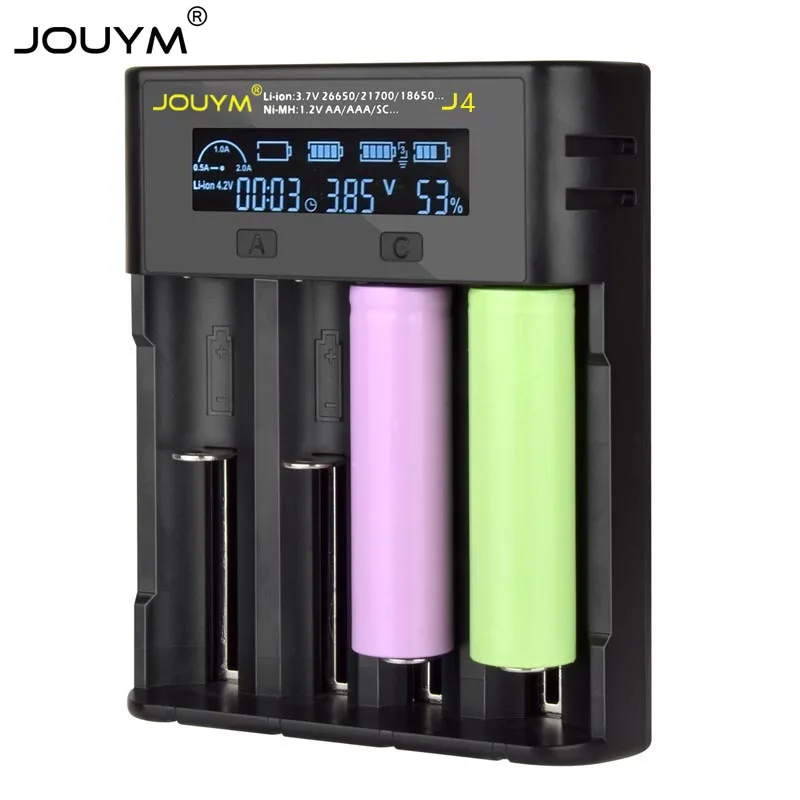 Зарядное устройство JOUMY J4 с ЖК дисплеем Ni MH/Cd SC C AA AAA 18650 3 7 В 18350 18500 21700 20700B 10440 26650 1 2