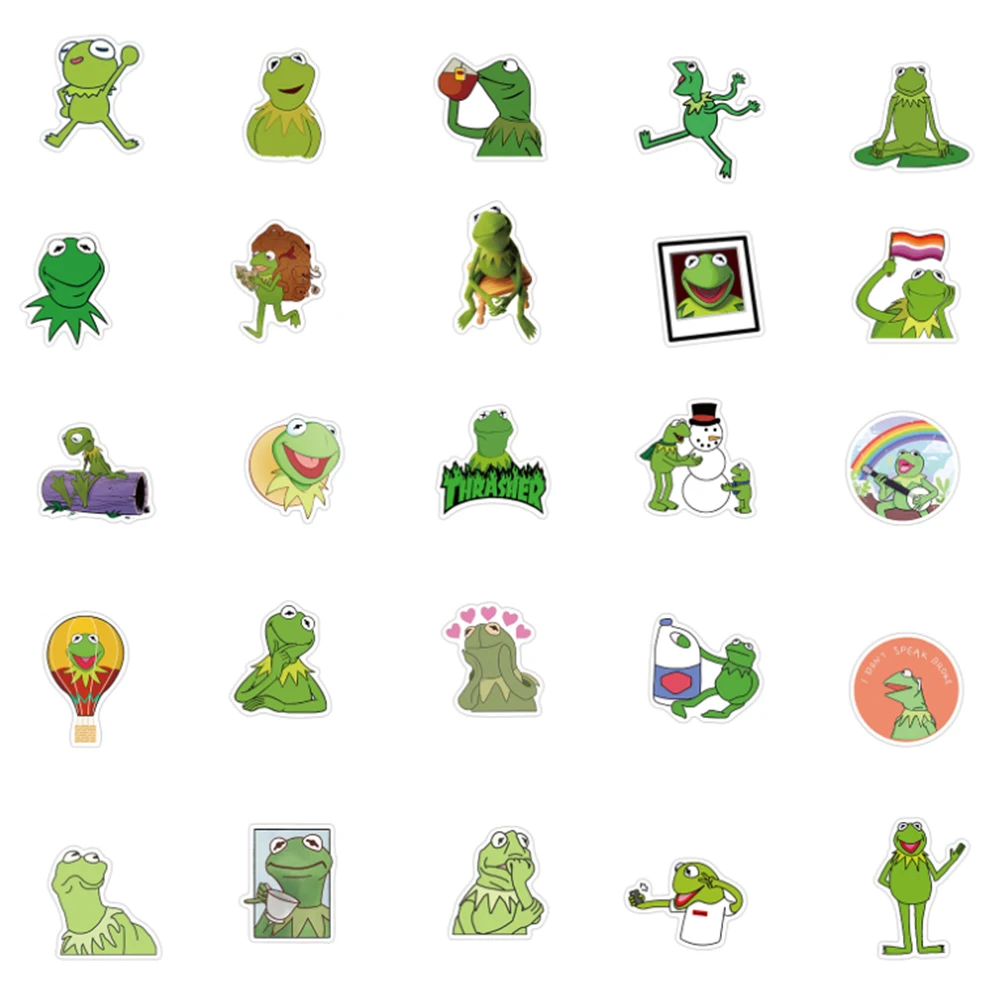 103050pcs kermit the frog stickers diy waterproof skateboard luggage laptop suitcase phone bicycle car funny toy kid stickers free global shipping