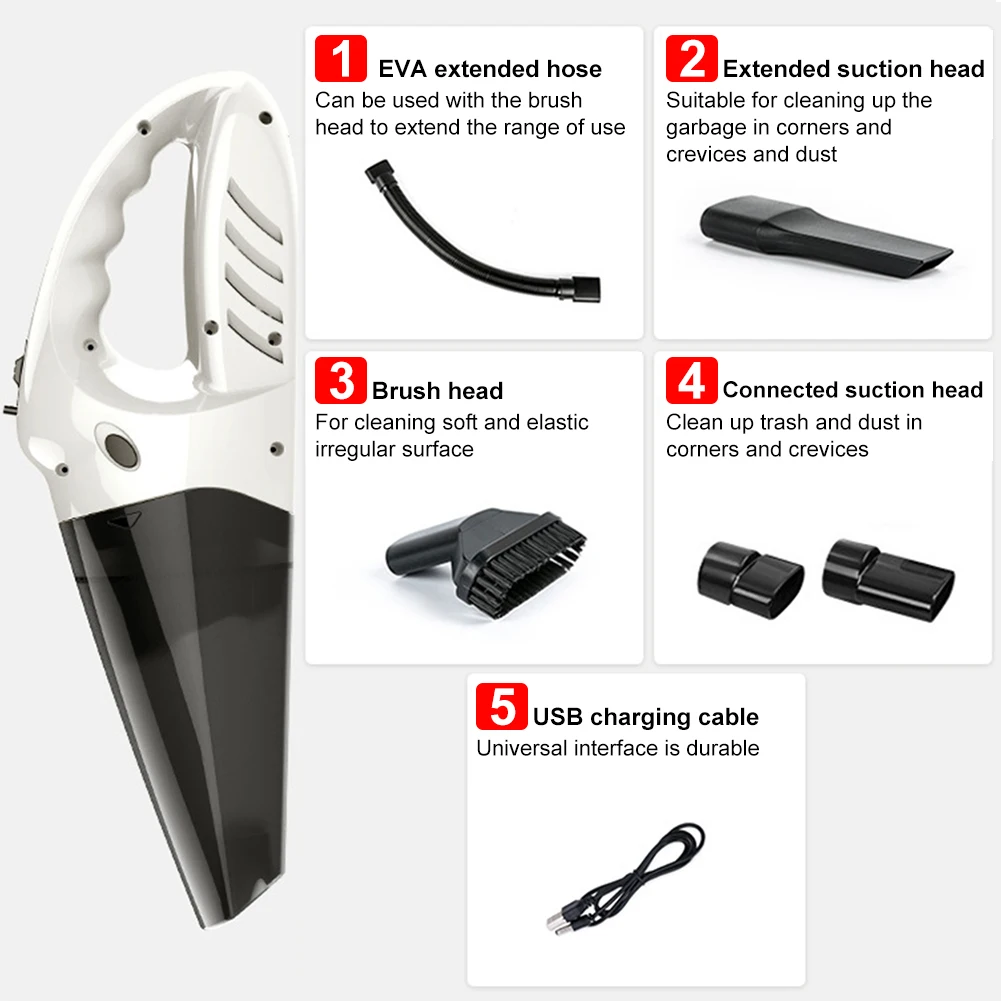 Пылесос Портативный циклонный со встроенной батареей 4500 Па | Дом и сад