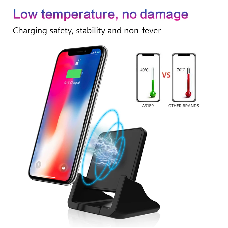 10 Вт Qi Беспроводное зарядное устройство для iPhone X Xs XR 8 plus Быстрая зарядка для samsung S10 S9 Note 9 Xiaomi Mi 9 подставка для мобильного телефона
