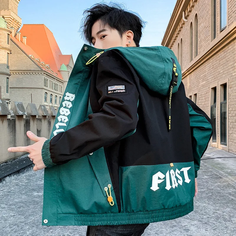 

Мужская повседневная куртка с капюшоном, куртка на молнии с принтом, Новинка весна-осень 2020, корейский вариант, куртки для инструментов