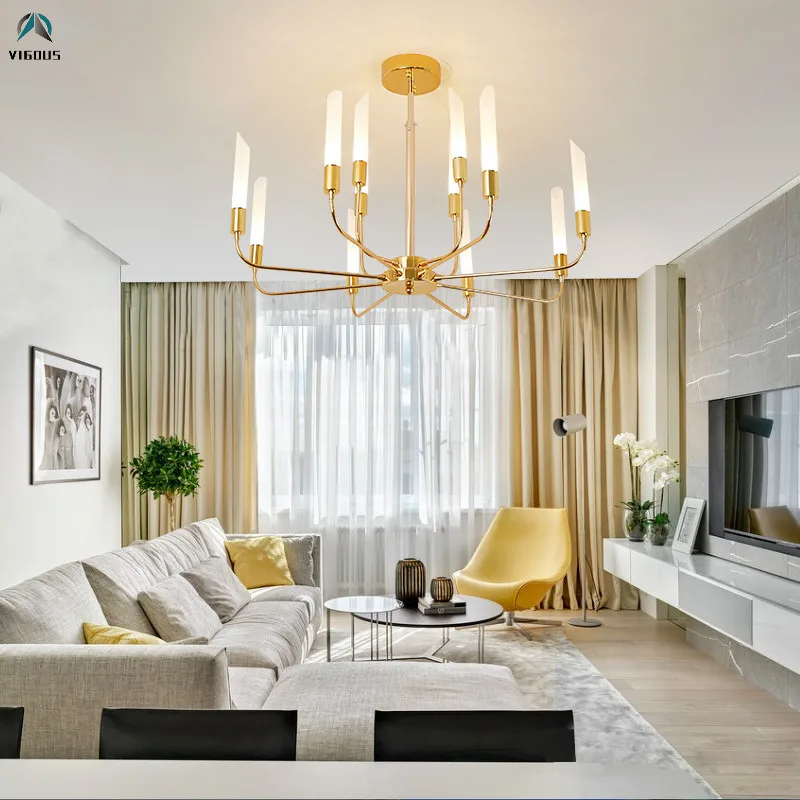 

Nordic Minimalism G9 Led Chandelier Paint Gold Meta Rod Hanging Chandelier Lighting Living Room Lustre Lamparas Led Luminarias