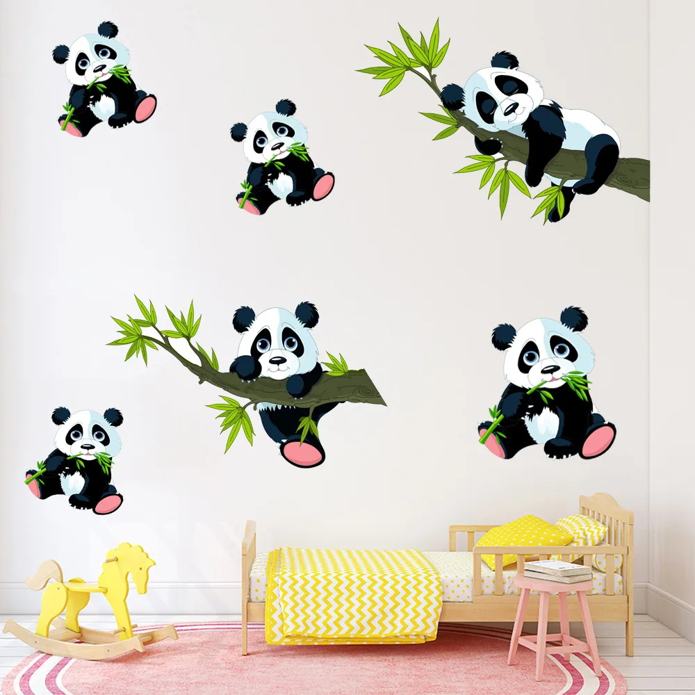 6 шт./компл. бамбуковая панда наклейки на стену для гостиной спальни детской