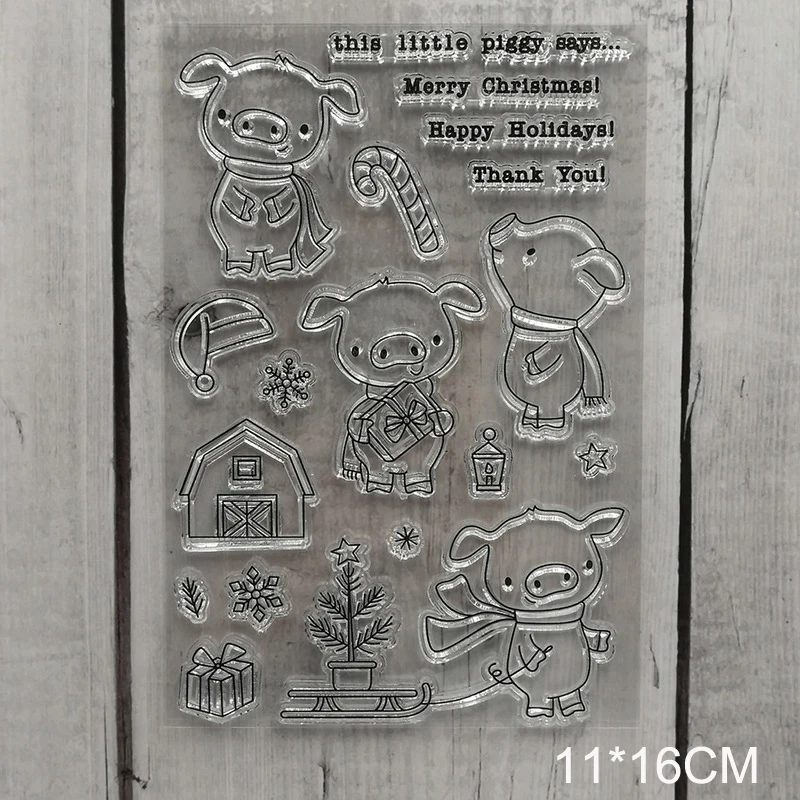 Рождественские прозрачные штампы в форме сердца новинка 2019 скрапбукинг