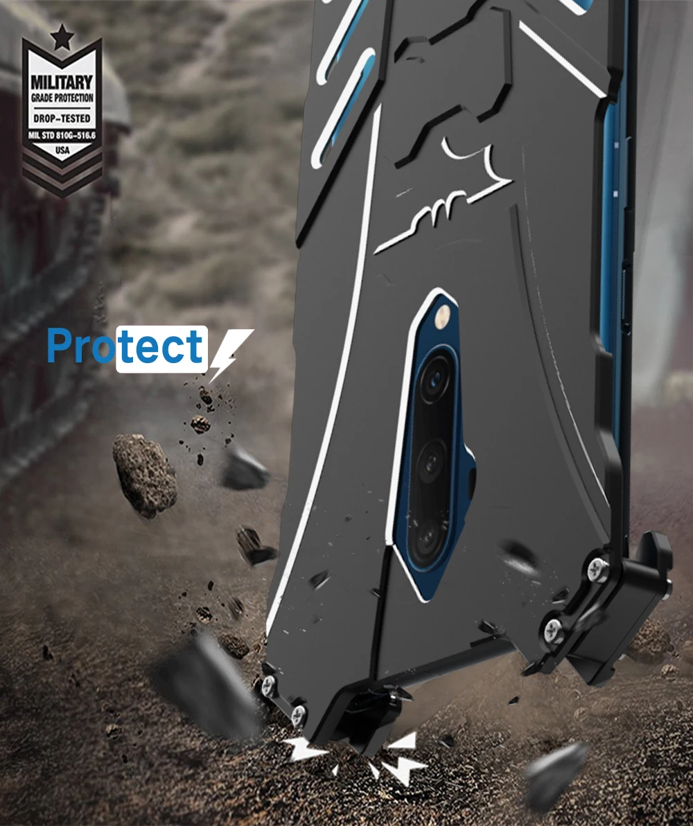 R-JUST воина гундама серии металлический бампер для Oneplus 7 T/7 T Pro/iPhone 7 Plus/7 Pro 6/6 T Броня Doom Алюминий Корпус чехол